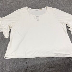 Calvin Klein Cream Blouse with Keyhole Detail-see pics, small stain on this item